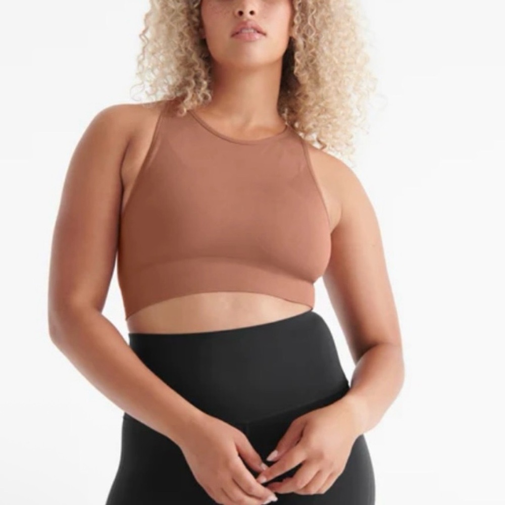 Knix Good to Go High Neck Seamless Sports Bra in Rosewood XXL